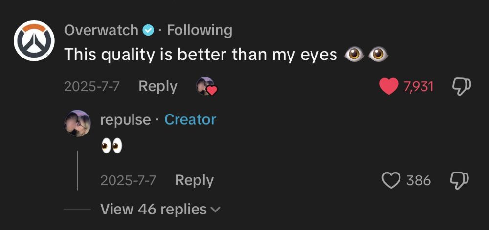 Overwatch comment: This quality is better than my eyes